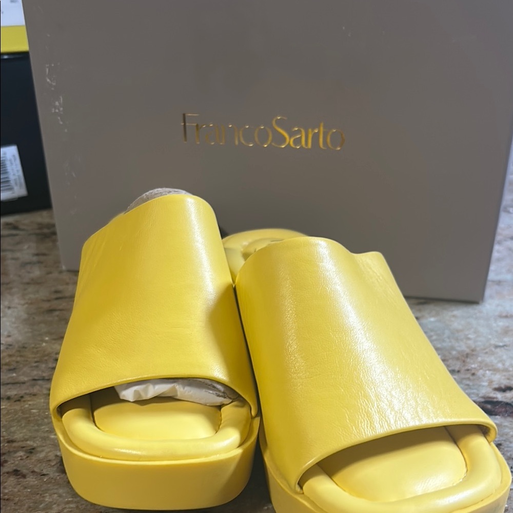 Franco Sarto Yellow Slide Sandals